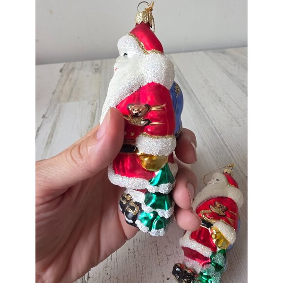 Glass glitter Santa ornament set bag red sparkle ornaments - Picture 10 of 10